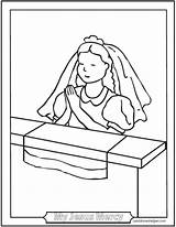 Communion Girl Coloring Pages Praying Catholic First Clipart Prayers Kid Color Print Printable Children Printables Saints Sacraments Roman Comments Easy sketch template