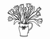 Vase Tulips Coloring Colorear Para Tulipanes Dibujo Con Imagenes Coloringcrew Flowers sketch template