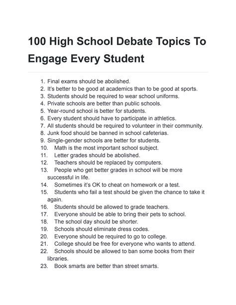 solution  high school debate topics  engage  student studypool