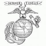 Coloring Pages Marine Logo Corp Corps Print Military Usmc Popular sketch template