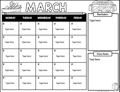 editable teacher calendar   calendar printable