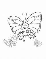 Butterfree Coloring Pages Pokemon Activity Kids sketch template