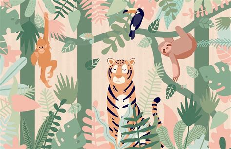 kids animals jungle friends wallpaper mural hovia uk fondo de