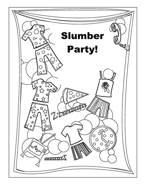 pajama party pages coloring pages