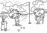 Golf Coloring Pages Kids Printable Color Playing Onlinecoloringpages Sheet Girl Golfer Ball sketch template