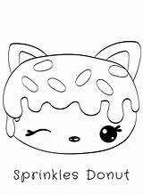 Donut Coloring Pages Num Noms Kawaii Cute Kids Donuts Food Sprinkles Sketch Cat Colouring Color Sprinkle Drawings Shopkins Template Nyan sketch template