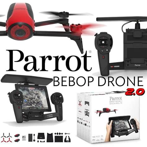 parrot bebop  rouge avec skycontroller black edition gps fpv