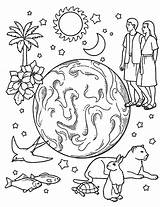 Creation Coloring Pages Days Kids Earth Gods Drawing Printable Bible Color Sheets Sunday School Preschool Sun Getdrawings Space Printables sketch template