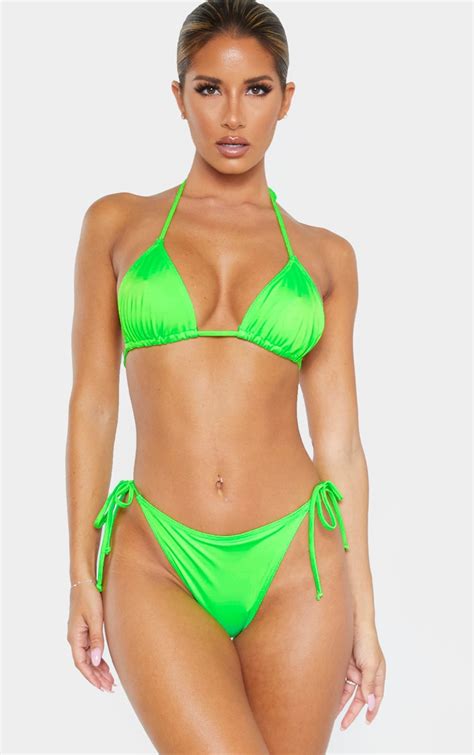 lime recycled mix and match triangle bikini top prettylittlething aus