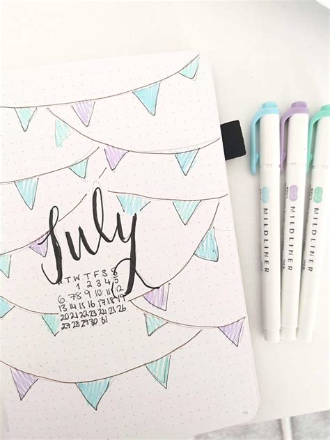 bunting  party theme july bullet journal set   curious planner