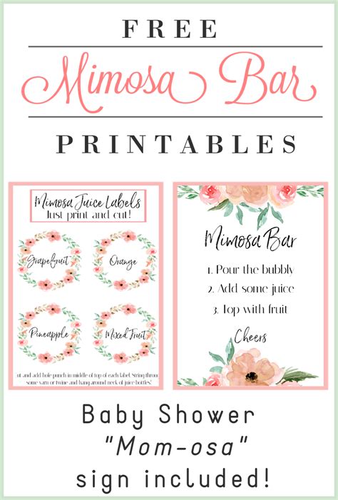 mimosa bar printables  printable templates