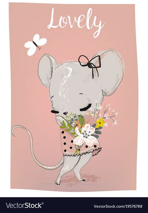 cute summer mouse girl royalty  vector image