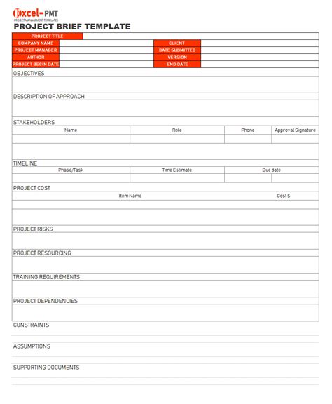 project  template  examples samples project management