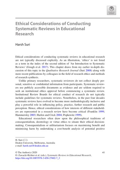ethical considerations  conducting systematic reviews