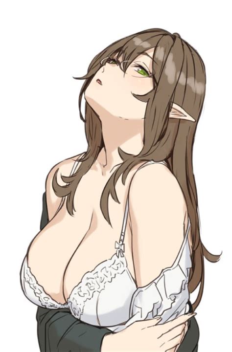 brown haired glasses elf original drawn by houtengeki