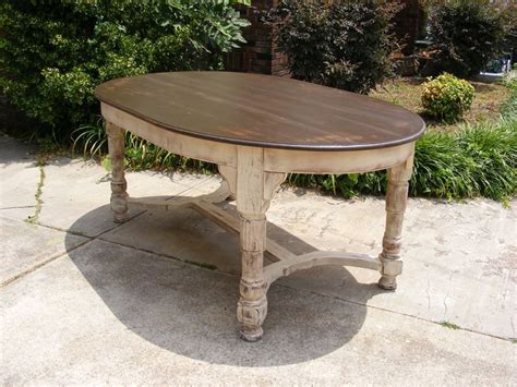 oval dining table completely handcrafted distress brown