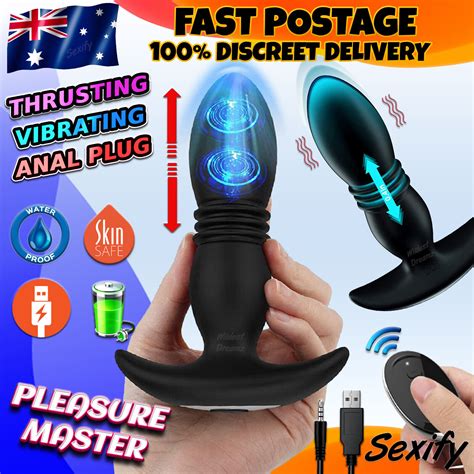 Telescopic Prostate Massager Butt Plug Vibrator Anal Thrusting Dildo