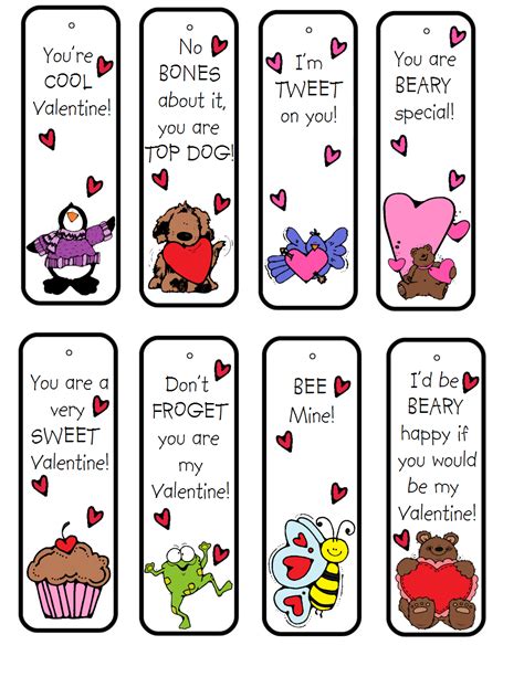 valentines day bookmark printables