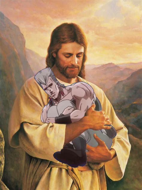jesus holding polnareff rshitpostcrusaders