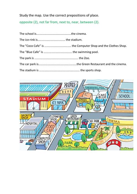 place prepositions english    language esl worksheet
