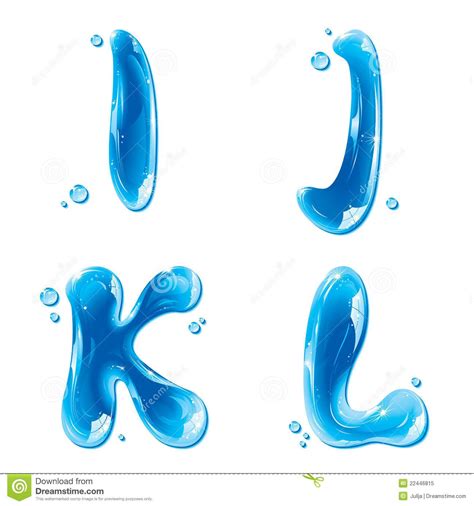 Abc Water Liquid Letter Set Capital I J K L Stock Vector