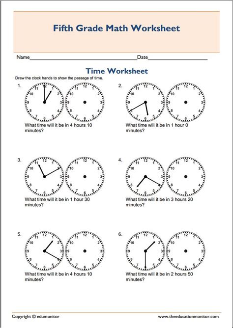 printable telling time worksheets archives edumonitor
