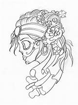 Skull Sugar Drawing Tattoo Skulls Candy Tumblr Dead Gypsy Coloring Half Drawings Getdrawings Tattoos Designs Pages Girl Tattoodaze Flowers Woman sketch template