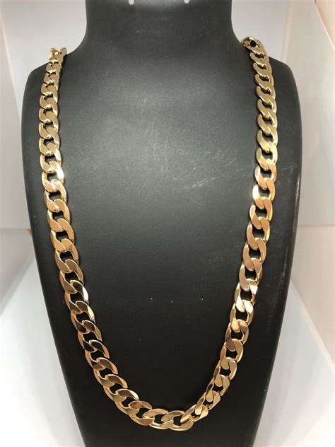 luxury gold filled solid curb cuban necklace chain  mm links