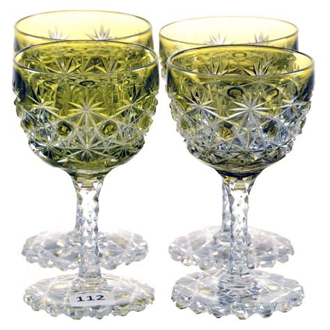 4 wine glasses 4 75 olive green cut to clear