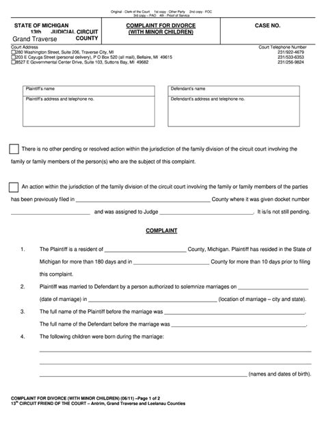 printable divorce forms michigan tutoreorg master  documents