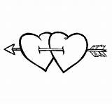 Arrow Hearts Coloring Two Gif sketch template