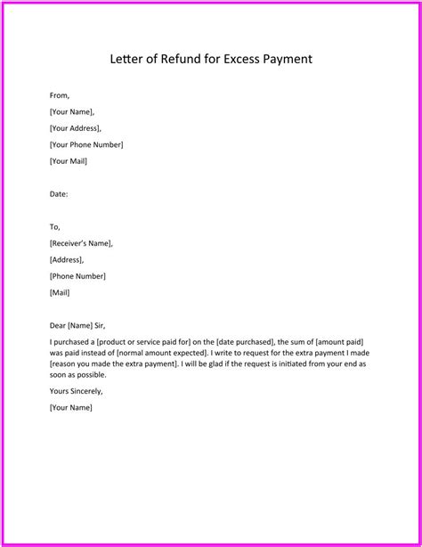request letters  refund  templates