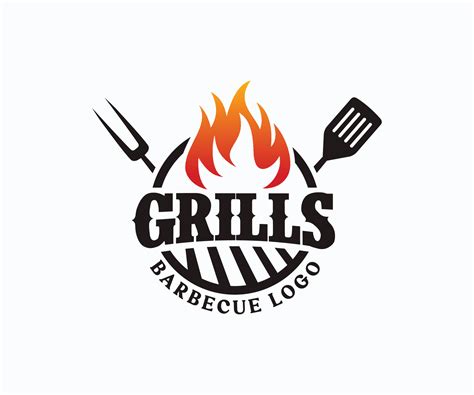 hot grill logo design vector template bbq grill logo design template