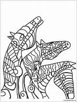 Pages Zentangle Horses Three Coloring Color Online Horse sketch template