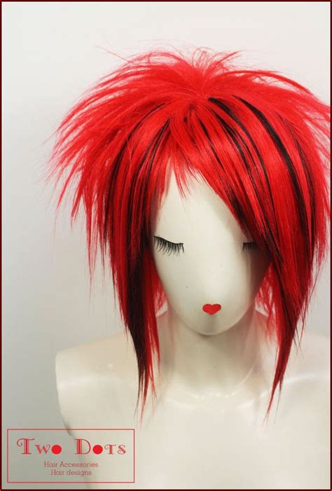 red and black bob fringe synthetic wig red hair