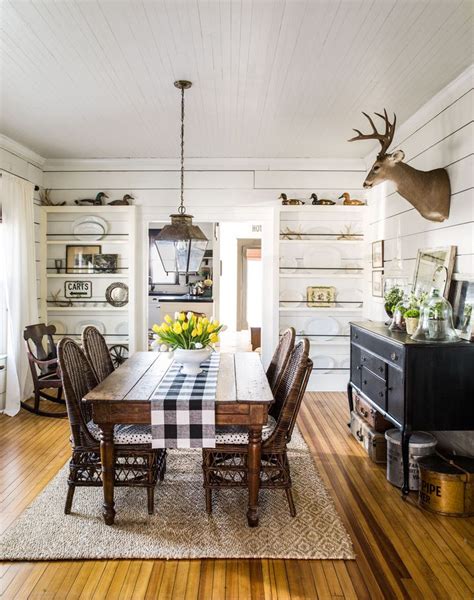 18 vintage decorating ideas from a 1934 farmhouse runners planked walls and deer