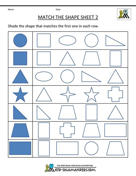 shape worksheets kindergarten