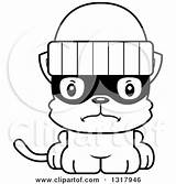 Robber Kitten Mad Cat Cartoon Illustration Cute Animal Royalty Clipart Cory Thoman Lineart Outline Vector sketch template