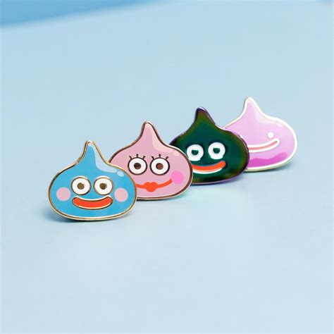 i made these different flavors of little slime pins