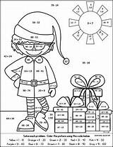 Color Elf Christmas Number Subtraction Addition Digit Math Two Fun Preview sketch template