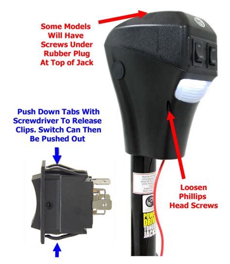 remove cover  lippert lc powered tongue jack  replace switch etrailercom