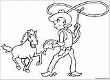 Cowboy Horse Lasso Coloring Pages Catching Horses Color Kids Gif sketch template