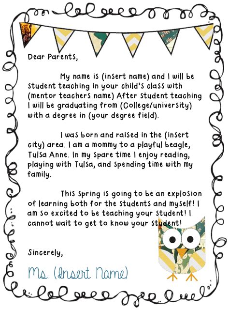 sample  letter  teacher  parents