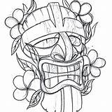 Tiki Tattoo Hawaiian Drawing Mask Designs Coloring Tattoos Head Pages Drawings Warrior Flash Outline Flowers Hut Getdrawings Template Hawaii Tribal sketch template