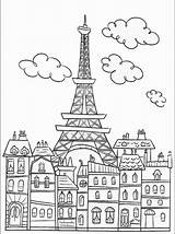 Coloriage Monuments Eiffel Adulte Ville sketch template