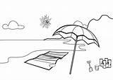 Beach Coloring Scene Pages Printable Drawing Scenes Umbrella Book sketch template