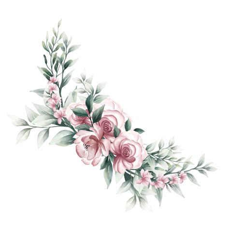 bouquet  pink watercolor flowers  png