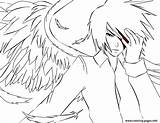 Anime Coloring Pages Angel Girl Boys Printable Guy Line Boy Colouring Drawing Lineart Color Print Drawings Angels Cool Bleach Dark sketch template