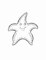 Coloring Starfish Sea Star Pages Fish Printable Animals Shells Color Drawing Omalovanky Cartoon Nemo Crafts sketch template