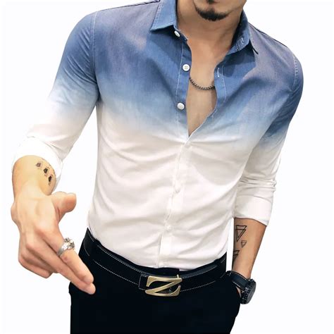 autumn men shirts casual slim fit long sleeve shirt  male